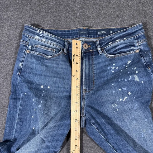 J Jill Boyfriend Straight Leg Ankle Jeans Womens 10 Mid Rise Medium Wash Paint - Picture 7 of 10